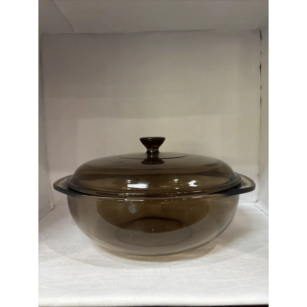 1990s Vintage Pyrex 024 Fireside Brown Glass 2qt Casserole Dish with Lid USA